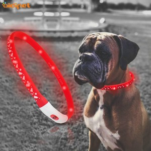 Fashion Led Pet Light Up Dog ricarica silicone illuminato riflettente Led Tracking cane collare impermeabile
