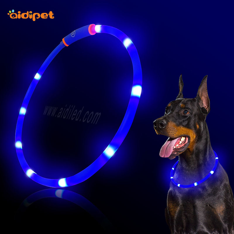 Collare Led lampeggiante per cani Materiale TPR morbido USB Ricaricabile Collare per cani Super Bright Led Tagliato a misura diversa per adattarsi ai Cuccioli